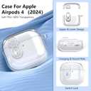 (with Safety Lock) Clear Case Compatible with Cute Apple Airpods 4 Cases 2024 Women, VISOOM Soft TPU Transparency Air pods 4 Gen Case iPods 4 Earbuds Case Girl Bling Keychain for Airpod iPod 4th Gen