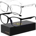 Oilway Blue-Light Blocking Glasses Computer Reading/Gaming/TV/Phones Glasses Fashion Anti Eyestrain Glasses for Women Men (A1 Black + Transparent)