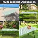 Rectangle Vinyl Table Cloth, Waterproof Elastic Fitted Tablecloth with Flannel Backing, Plastic Table Cover for Picnic, Camping, Outdoor (White & Sage Green, 30"x48")
