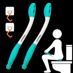 wefaner Toilet Aids Wiping Long Reach （2 Pack）Comfort Wipe Wand Bottom Buddy Toilet Self Tissue Aids for Toileting , Help Wipe Butt for Overweight People，Limited Mobility, Elderly, Pregnancy, with hooks