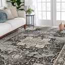 RUUGME Washable 5x7 Area Rugs - Large Rugs for Living Room Stain Resistant Carpet Vintage Rugs for Bedroom with Non Slip Backing Home Decor Floor Decoration Mat (5x7 Black)