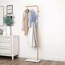 Metal Gold Coat Racks, Standing Coat Rack with Heavy Base, Modern Coat Tree with Crossbar and 3 Hooks, Entryway Coat Racks for Handbags, Clothing.(67inch)