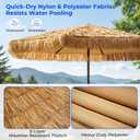 HOMSHADE 9ft Hula Thatched Hawaiian Style Tiki Umbrella with Crank & Tilt, UPF 50+ Nylon Thatch & 220GSM Polyester Canopy, 8 Heavy-Duty Steel Ribs for Outdoor, Patio, Beach, Pool, Backyard, Garden