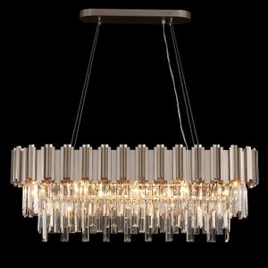 OSAIRUOS Modern Rectangle Crystal Chandeliers Linear Brush, Nickel Oval L35.4"