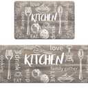 HEBE Kitchen Mats for Floor Set of 2 Thick Anti Fatigue Mat for Cushioned, Waterproof Non-Slip Rugs Comfort Standing Chef Mat for Kitchen Sink, Laundry Room, Farmhouse Home Decor, Brown