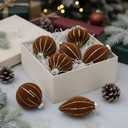 Jenaai 6 Pcs Velvet Glitter Christmas Tree Ornaments Set 3.15 Inch 3 Style Flocked Christmas Balls Ornaments Xmas Balls Decoration for Xmas Tree Decorative Party Wedding(Dark Brown)