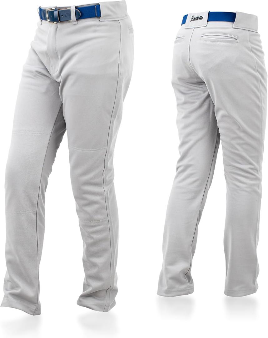 Franklin Sports Youth Baseball + Softball Pants - Knee High + Relaxed Fit Kids Baseball Pants - White, Black + Grey Pants (Large, Gray)