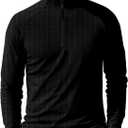 Zengjo Mens Half Zip Pullover Athletic(Black,XXL) (XXL)