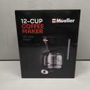 Mueller 12-Cup Drip Coffee Maker - Borosilicate Carafe, Auto-Off, Reusable Filter, Anti-Drip, Keep-Warm Function, Clear Water Level Window Coffee Machine, Kitchen Essentials & Accessories (Black)