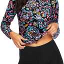 Daci Women Two Piece Rash Guard Long Sleeve Swimsuits UV UPF 50+ Swim Shirt Bathing Suit with Boyshort Bottom - L