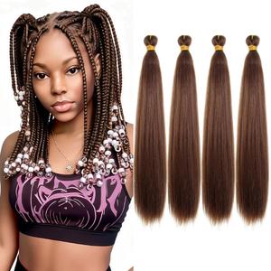 NISEYO Kinky Straight Crochet Hair Bundles 14 Inch Kinky-yaki Bone Straight Braiding Hair Pre-Stretched Vixen Crochet Braids Soft Synthetic Yaki Texture Extension for Women (30#, 4 Bundles)