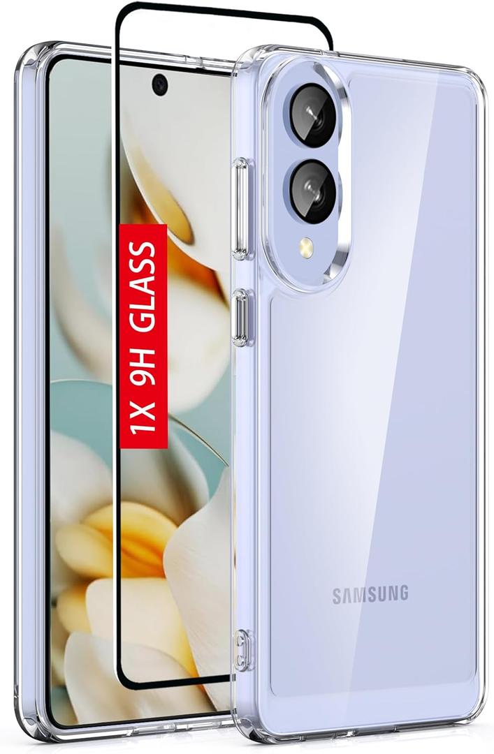 Guarishel for Samsung Galaxy S25-Edge Case: Military-Grade Shockproof Phone Cover with Tempered Glass Screen Protector, Anti-Scratch & Reinforced Bumpers - Crystal Clear