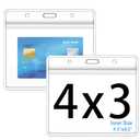 6Packs Extra Thick Horizontal ID Card Name Tag Badge Holder with Waterproof Type Resealable Zip (4x3 Inches Medium Size,)