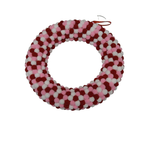 Pompom Wreath 12inches Pink And Red
