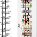 LUXEAR Over the Door Pantry Organizer, 8-Tier Adjustable Over the Door Hanging Spice Rack, No-Assembly Foldable Metal Over the Door Organizer for Kitchen, Home, Laundry Room, Bathroom