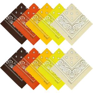 Bandanas Pack 10 Pcs, 100% Cotton Bandanas for Men Women, 22x22 Inches