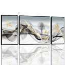 Abstract Wall Art - Large Black and Gold Room Decor Modern Luxury Wall Art for Living Room Large Canvas Art for Master Bedroom Living Room Office Wall Decor Framed Artwork for Walls Set of 3 Wall Art