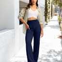 Women's Yoga Pants Wide Leg with Pockets High Waist Casual Sweatpants (Blue, L)