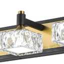 3-Light Bathroom Light Fixtures Over Mirror, Dimmable LED Bathroom Vanity Light with Crystal Shade, Black and Gold Modern Wall Sconce Light, Bathroom Lighting Fixtures Over Mirror, Bath Lamp