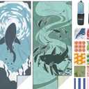 Eunzel 2 Pack Microfiber Beach Towel, Quick Dry Travel Towel Large Sand Free Towel for Beach, Camping, Swim Pool, Gym, Sports& Yoga 71"x32", Shark