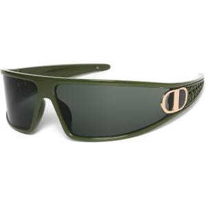 KENBO Y2K Sunglasses Wrap Around Futuristic Sunglasses for Women Men Fashion Sport Shades Sun Glasses UV400 (Green)