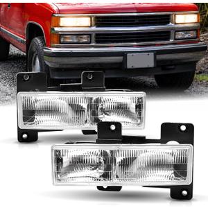 2Pcs Headlights Assembly compatible with 1988-1998 OBS Chevy GMC C/K 1500 2500 3500 Pickup Suburban,for select Silverado Tahoe Yukon Blazer, Replace #GM2502101 GM2503101