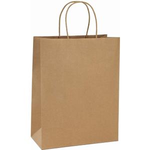 BagDream 10x5x13 Kraft Shopping Bags 100Pcs Brown Paper Bags with Handles Bulk, for Gifts, Merchandise, Retail, Party Favor, Take-out, Grocery, Recycled Paper Gift Sacks