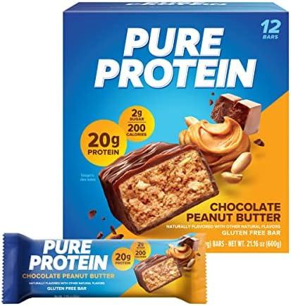 Pure Protein Bars, High Protein, Nutritious Snacks to Support Energy, Low Sugar, Gluten Free, Chocolate Peanut Butter, 1.76oz, 10 Count (Packaging May Vary)  BB 27 May 2026