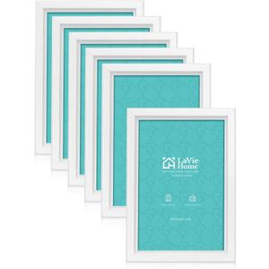 LaVie Home 4x6 Picture Frames (6 Pack, White) Simple Designed Photo Frame with High Definition Glass for Wall Mount & Table Top Display, Set of 6 Classic Collection