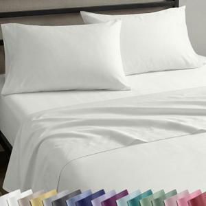 California Design Den King Sheet Set - Natural 100% Cotton Sateen Sheets King Size Set with Deep Pockets, Soft Sateen Weave, Breathable and Durable Bedding Ivory (Eggshell)
