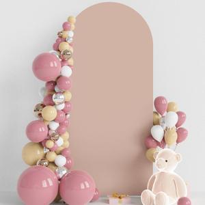 Wokceer 6FT Wedding Arch Cover Spandex Fitted Wedding Arch Stand Covers Round Top Chiara Arch Backdrop Cover for Birthday Party Ceremony Banquet Decoration Nude