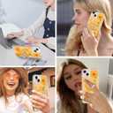 KANGHAR Flowers Phone Case for iPhone 13 Case with Ring Holder Stand for Women Girls, Cute Retro Oil Painting Printed Colorful Floral Pattern Protective Cover with Kickstand, Yellow & Orange