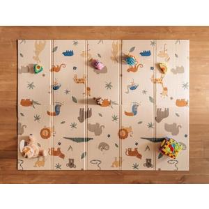 Nuby Reversible Baby Floor Mat, 77" x 58" - Foldable and Lightweight Baby Play Mat for Floor - Easy Storage and Travel - Safari