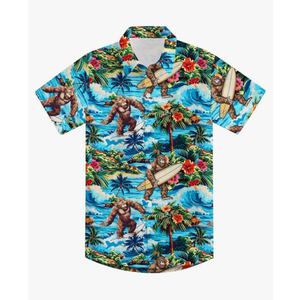 Boys Novelty Hawaiian Short Sleeve Button Down Dress Shirt, Size 120