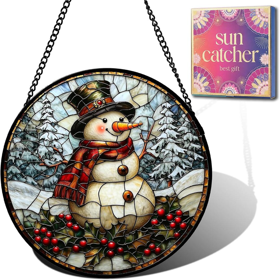 Snowman Winter Christmas Suncatcher Sun Catchers Indoor Window Gifts 9.8"