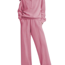 Aleumdr Two Piece Outfits Half Zip Sweatshirt Sweatsuit Lounge Sets for Women Matching Set Wide Leg Sweatpant Tracksuit S