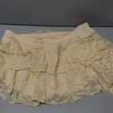 Women's Y2K Mini Skirt Ruffle Lace Asymmetrical Cute Skirts Layered Flowy Pleated Skort with Shorts for Concert Party (Yellow, XL)