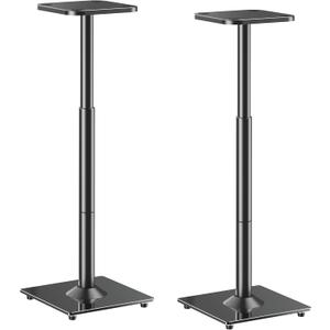 ELIVED Universal Speaker Stands Height Adjustable 28"-37.4", Bookshelf Speaker Stand Pair for Satellite Studio Large Speakers Up to 22 lbs, Surround Sound Speaker Stand with Cable Management, Black
