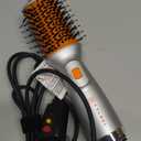 Double Voltage Mini Hair Dryer Brush,Traval Hair Brush 100-240V,3 Heat & 2 Speed Settings Oval Barrel Thermal Brush,Blow Dryer Brush for Dry,Straightening,Voluming (Grey Orange)