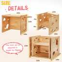 Montessori Weaning Table and Chair Set, 1-3 Year Old Kids Table and Chairs with Blackboard, Wooden Toddler Table and Chair Set Storage Hooks, Puzzle Storage Boards, for Dining, Sketching, and Reading