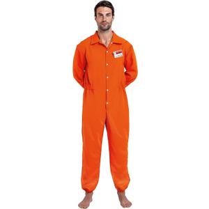 Spooktacular Creations Orange Prison Jumpsuit Men, Prison Costume Adult for Halloween Costumes with Name Tag (X-Large)