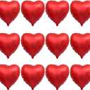 12 Pcs Metallic Red Heart Balloons Heart Foil Balloons Love Balloon Valentines Day Balloon for Wedding Engagement Birthday Party Valentine Day Romantic Decorations