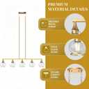 Kitchen Island Linear Pendant Light, 5-Light Gold Dining Room Chandelier with Clear Glass Globe Shades, Modern Linear Lighting Fixture Over Table