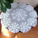 Damanni White Cotton Handmade Crochet Lace Tablecloth Doilies,Round,27 Inch