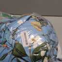 Topfinel Kitchen Curtains 45 Inch Length Blue Vintage Blackout Curtains for Cafe Kitchen, Short Grommet Luxury Whimsical Floral Hummingbird Patterned 45 Inches Long for Living Room Bedroom