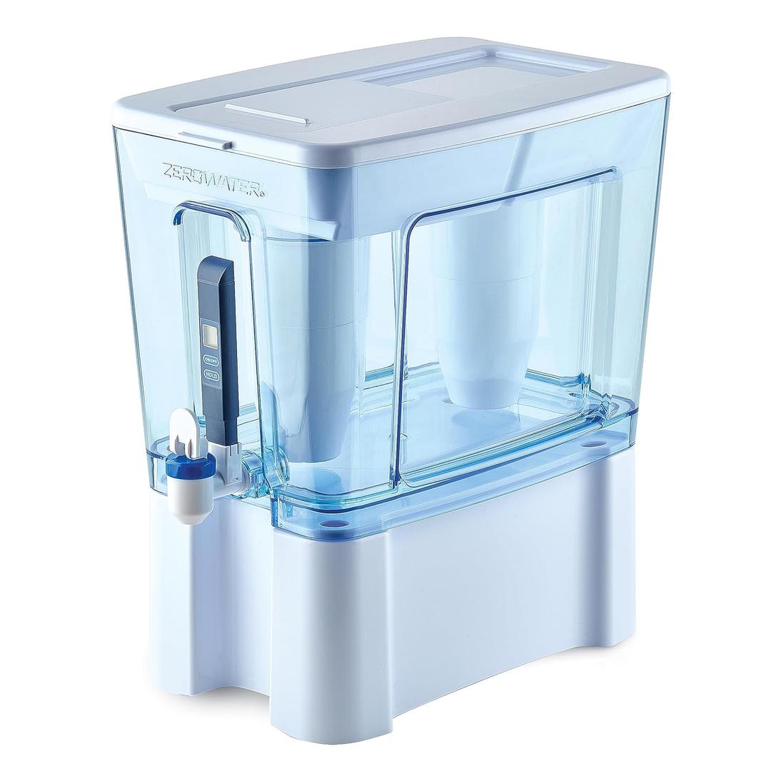 ZeroWater 52-Cup Ready-Read 5-Stage Water Filter Pitcher Dispenser with Five Stage 0 TDS Zero Water Filter IAPMO Certified to Reduce Metals, Chlorine, Lead, Chromium, and Forever Chemicals PFOA/PFOS