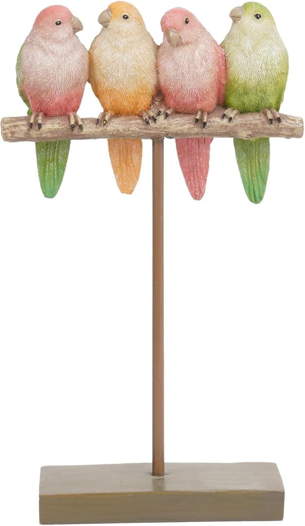 Braxio Bird Figurines Home Decor  Resin Tabletop Pink Bird Decor for Shelf Bookcase Dresser Modern Farmhouse Decorative Accent for Living Room Bedroom Office Gift