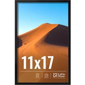 LaVie Home 11x17 Picture Frame for Wall Display, 11x17 Black Picture Frame with HD Plexiglas, 11 x 17 Poster Frame 1 Pack, Display Frame for Vertical or Horizontal, Classic Collection