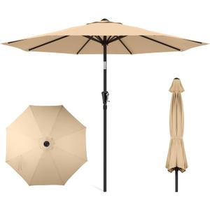 HOMSHADE Outdoor Patio Umbrella - Market Table Pool Deck Umbrella with Push Button Tilt, Crank, UPF50+ UV Protection and Sturdy Ribs, 3-Year Fade Resistance, 220GSM Solution-Dyed Fabric (No base)