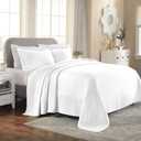 Superior Solitaire Cotton 3 Piece Bedspread Set, Home Bed Decor, Decorative Textured Bed Spread, 2 Pillow Shams, Airy Blanket, Matelasse Coverlet Bedding, All-Season Accent Blanket, King, White